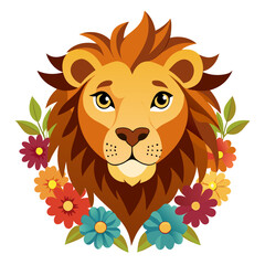 lion cartoon with heart