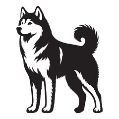 Fototapeta premium Majestic Alaskan Malamute Dog Silhouette Vector Illustration Design Resource