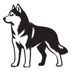 Husky dog silhouette loyal companion domestic animal pet illustration