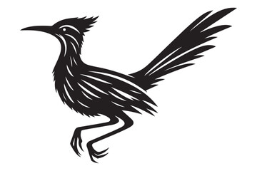 Fast Roadrunner Bird Silhouette Illustration for Desert Theme Art