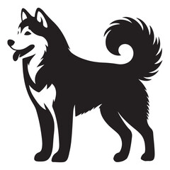 Elegant silhouette vector art of a majestic Alaskan Malamute dog