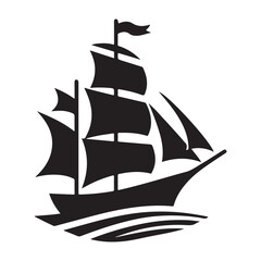 Black Sailing Ship Silhouette Vector Perfect Nautical Adventure Imagery