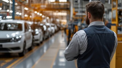 Obraz premium Factory emissions compliance lawyers ensuring clean air standards in an automotive plant, Detroit, USA.