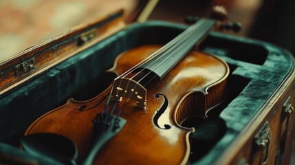 Violin in Case - Close-up View