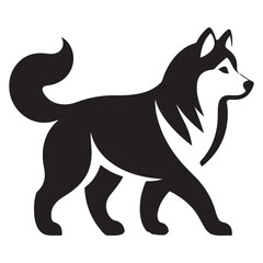 Elegant Husky Silhouette Vector Illustration for Pet Related Designs