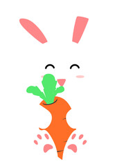 Easter Bunny Hugging Carrot Illustration