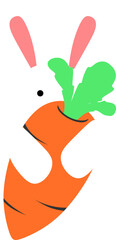 Easter Bunny Hugging Carrot Illustration