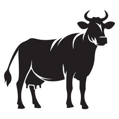 Dairy Cow Silhouette Illustration Standing Profile Farm Animal Vector Design