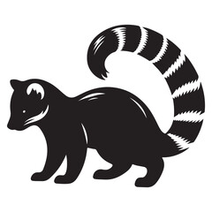 Ring Tailed Cat Silhouette Vector Illustration for Wildlife Conservation Projects