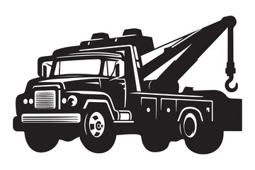 Powerful Tow Truck Silhouette Vector Illustration for Rescue and Recovery