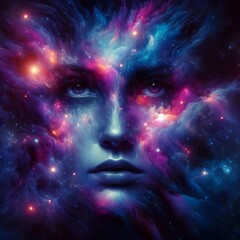  Cosmic Fusion: Metaphorical Nebula Girl Portrait