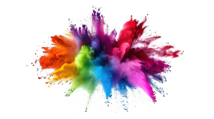 Vibrant Color Powder Burst on Transparent PNG – Holi Festival Splash Effect
