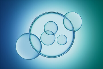 3d rendering glass background in blue color