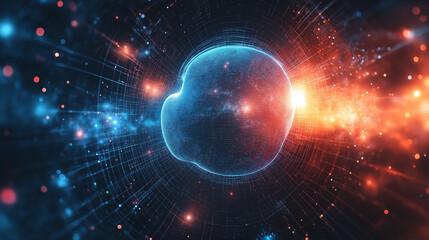 Abstract circuitry with thought bubbles and maze lines exploring generative AI's influence on critical thinking.