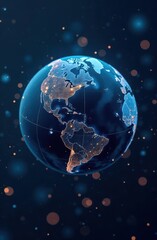 Planet earth rotating in space showing north and south america
