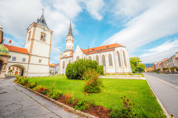 Old Town Hall and St. James church in Levoca in Slovakia.