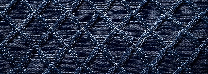 Fototapeta premium Geometric Fabric Texture: This image presents a captivating view of a textured textile with a geometric diamond pattern, creating a striking visual impression.
