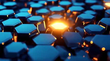 Obraz premium Future hexagon with golden glow