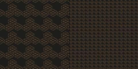 Luxury pattern vector set of design elements with golden color on black background