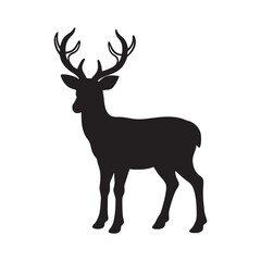 Fototapeta premium vector icon of a deer. White background with an isolated deer silhouette. Illustration in Vector, Silhouette of the Pair Deer. Flat style, can use for Logo Gram, Emblem, Animal Illustration