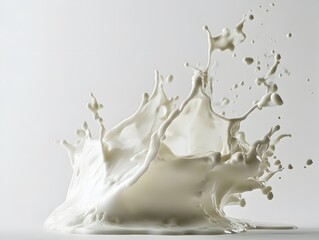 Vibrant white paint fluid flowing on a white background, creates a visual effect, generative AI