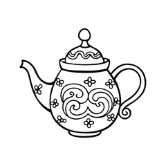 teapot on a white background coloring book