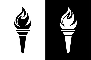 Black and White Flame Torch Silhouette  Perfect for Adventure & Survival Themes.