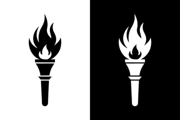 Black and White Flame Torch Silhouette  Perfect for Adventure & Survival Themes.