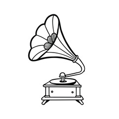 gramophone isolated on white background coloring book