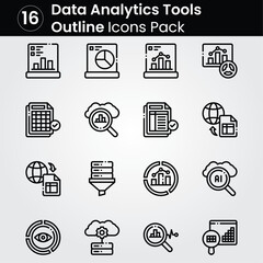 Data Analytics line editable icon set. Editable stroke. Vector illustration.