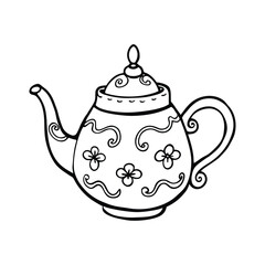 teapot on a white background coloring book 