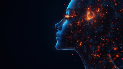 Agentic AI Head Profile - Digital Neural Network Concept - Futuristic Tech