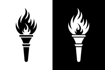 Black and White Flame Torch Silhouette  Perfect for Adventure & Survival Themes.