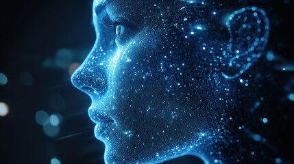 Futuristic AI Driven Analytics Dashboard with Glowing Data Particles