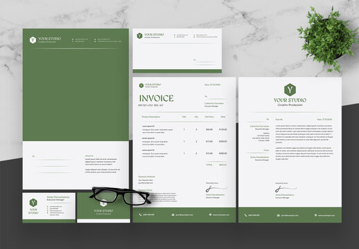 Black And Green Stationery Set
