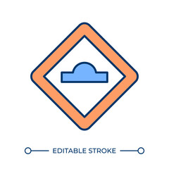 Speed bumps road sign RGB color icon. Traffic management for transports safety. Information for drivers on highway. Isolated vector illustration. Simple filled line drawing. Editable stroke