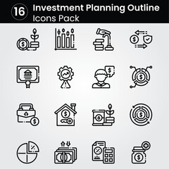 Investment Planning line editable icon set. Editable stroke. Vector illustration.