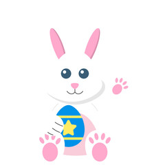 Easter Bunny Hugging Egg Illustration