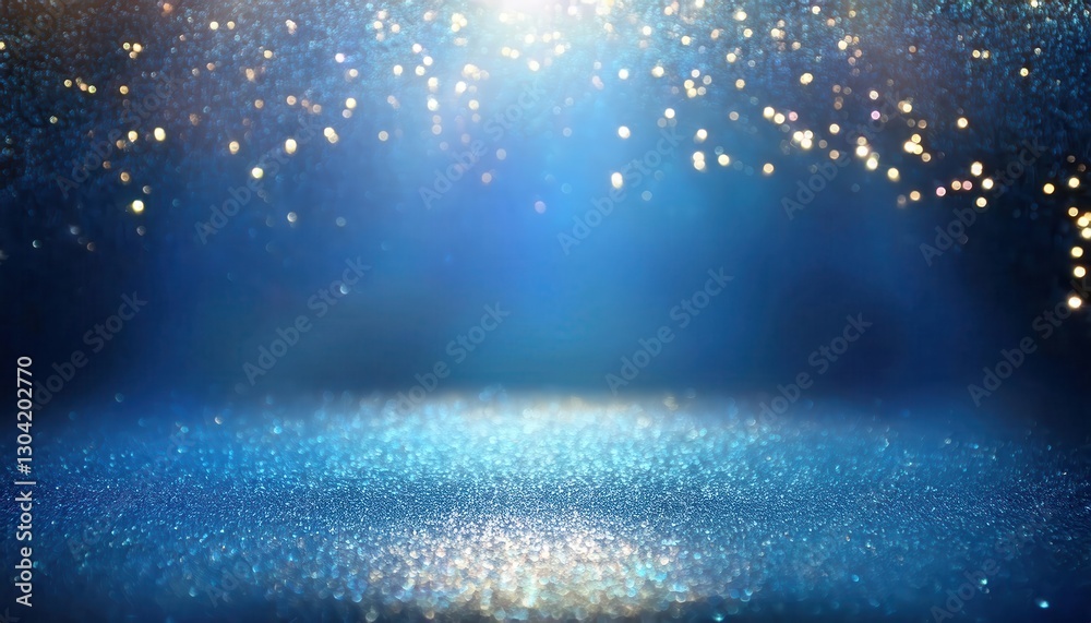 Poster dreamy blue sparkling background with shimmering bokeh lights for magical event design or digital ar