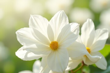Close-up of Beautiful White Flowers in Sunlight