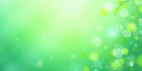 Fototapeta premium Serene Green Background with Floating Leaves and Light Bokeh Effects Ideal for Spring or Summer Themes