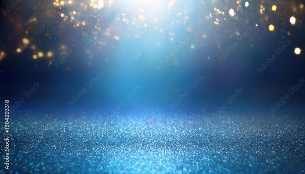 Poster dreamy blue sparkling background with shimmering bokeh lights for magical event design or digital artwork