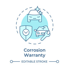 Corrosion warranty soft blue concept icon. Car repair, renovation. Protection, safety. Round shape line illustration. Abstract idea. Graphic design. Easy to use in infographic, presentation