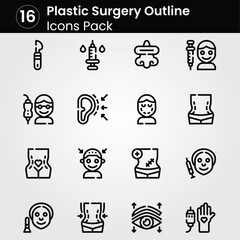 Plastic Surgery line editable icon set. Editable stroke. Vector illustration.