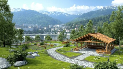 Scenic Mountainside Park Gazebo View