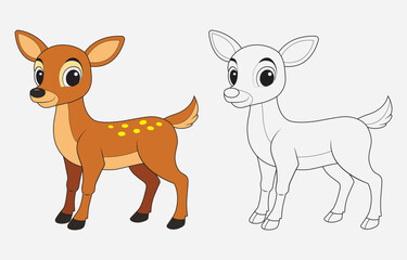 Colorful deer cartoon vector art Illustration Isolated on white background