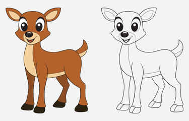 Colorful deer cartoon vector art Illustration Isolated on white background