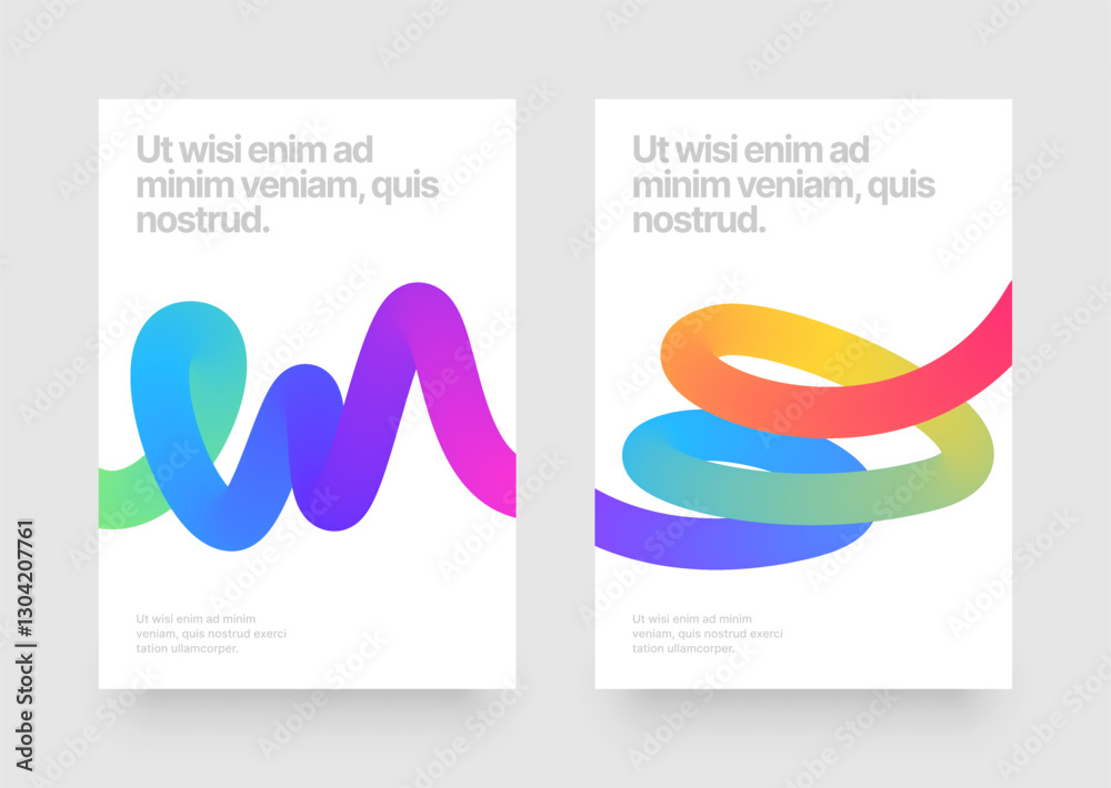 Wall mural template with wavy gradient shapes for events, companies or business. colorful squiggles gradient li