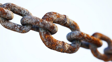 Fototapeta premium Rusty metal chain link close-up.