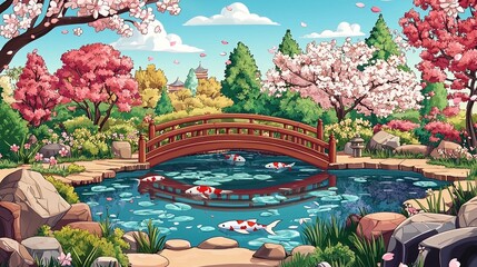 Serene Koi Pond Garden